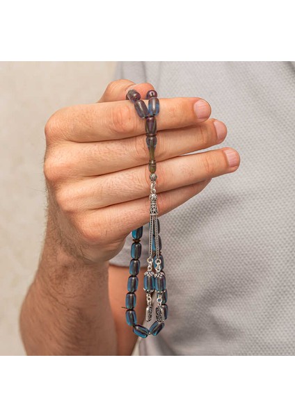 Gümüş Püsküllü Kapsül Kesim Sıkma Kehribar Tesbih fırsatları