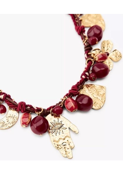 Marka Bordo Charmlı Kolye modelleri