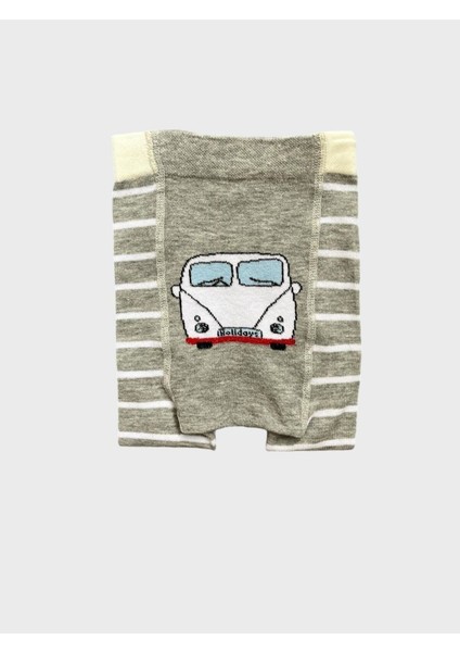Erkek Çocuk Pamuklu Gri Yıkanmış Kumaş Poposu Araba Desenli Çizgili Külotlu Çorap indirimleri