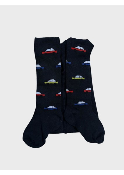 Erkek Çocuk Pamuklu Yıkanmış Lacivert Araba Desenli Külotlu Çorap modelleri