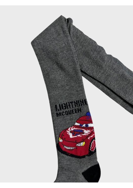 Erkek Çocuk Pamuklu Gri Yıkanmış Parfümlü Şimşek Mcqueen Desenli Külotlu Çorap fırsatları