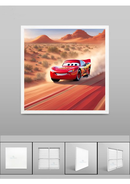 Şimşek Mcqueen Avize, 60X60 Çocuk Odası Avize, 60WATT, Estetik Kare, Yapay Zeka Tasarım Avize, Pist modelleri