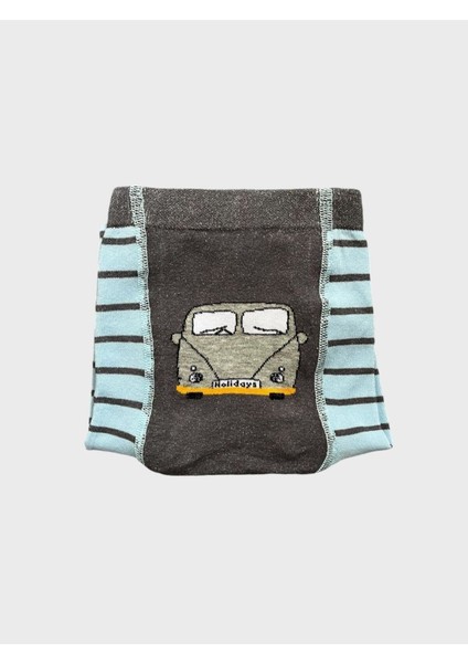 Erkek Çocuk Pamuklu Yıkanmış Kumaş Mavi Poposu Araba Desenli Külotlu Çorap fırsatları