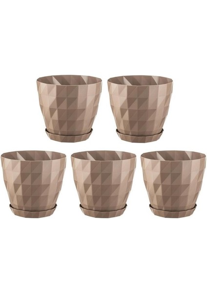 So-Krt3 Dekoratif Kristal Saksı Takımı 1.85 Lt Mocha 5 Adet