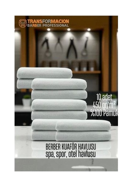 Bfs Kuaför Berber Havlusu 10 Adet Pamuk Berber Havlusu 50X90 Beyaz