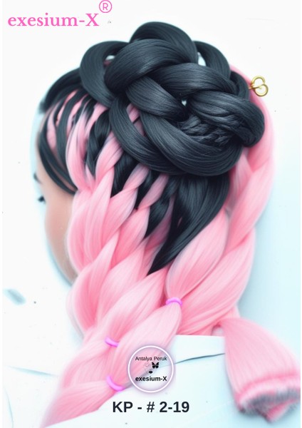 Afrika Örgüsü ve Rasta Için Sentetik Saç 165 GR - #2-19 Siyah-Açık Pembe
