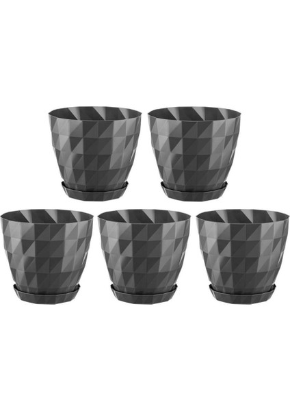 So-Krt4 Dekoratif Kristal Saksı Takımı 3.25 Lt Antrasit 5 Adet