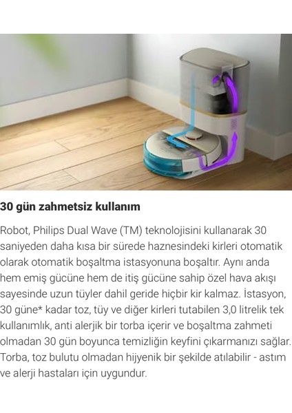 Otomatik Boşaltma, Homerun 7000 Serisi Aqua, Çöp Istasyonlu Akıllı Robot Süpürge, 5000PA Yüksek Emiş Performansı, Şık Tasarım + Mutfak Tartısı(Onerous)