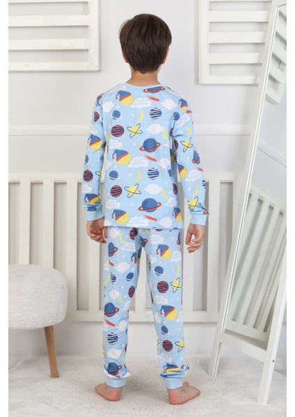Mevsimlik Bulut Desenli Erkek Çocuk Pijama Takımı modelleri