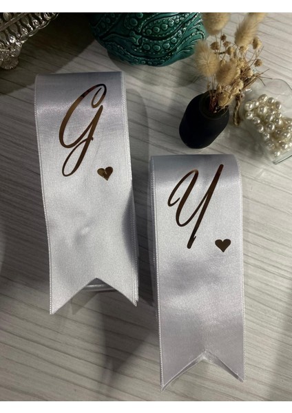 Kişiye Özel Harf Baskılı Gelin Damat Takı Kurdelesi fiyatları