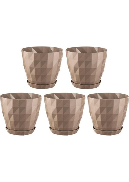 So-Krt4 Dekoratif Kristal Saksı Takımı 3.25 Lt Mocha 5 Adet