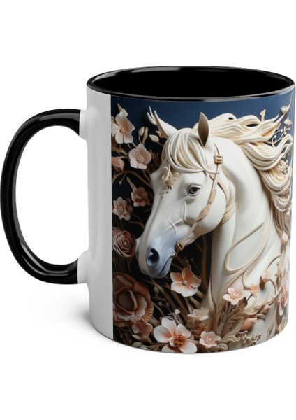 Beyaz At Desenli Kupa Bardak modelleri