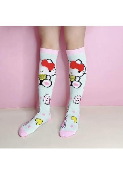 Kırmızı Kurdeleli Karakter Desenli Diz Üstü Kız Çocuk Çorabı – 2/3 Yaş Için- Mint Pembe modelleri