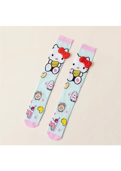 Kırmızı Kurdeleli Karakter Desenli Diz Üstü Kız Çocuk Çorabı – 2/3 Yaş Için- Mint Pembe fırsatları