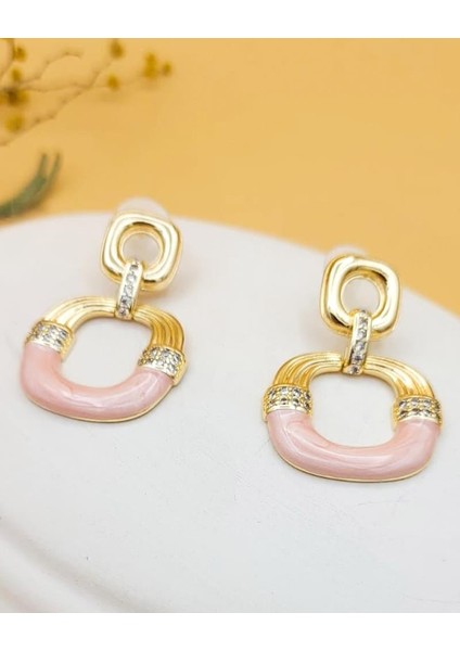 Sallantılı Pudra Mineli Altın Kaplama Küpe fiyatları