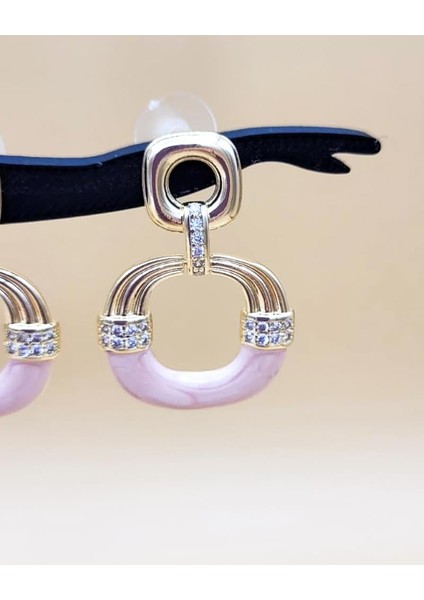 Sallantılı Pudra Mineli Altın Kaplama Küpe indirimleri