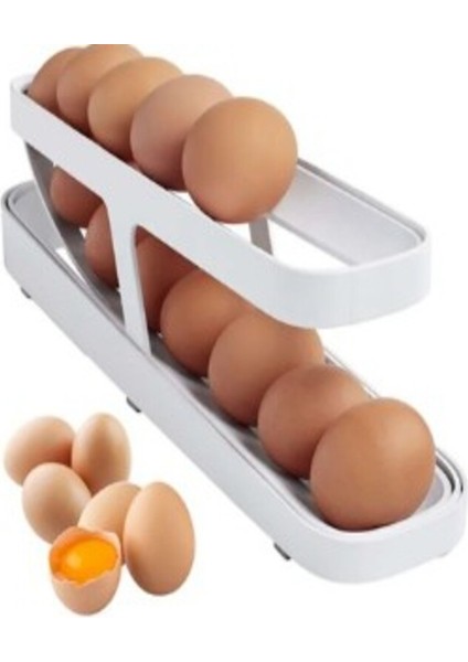 2 Katlı Otomatik Yumurta Standı Yumurtalık Rafı Saklama Kabı Buzdolabı Organizeri fiyatları