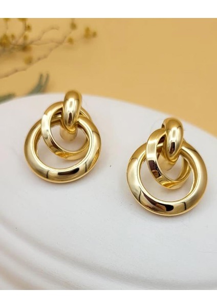 Altın Kaplama Iç Içe Halka Küpe fiyatları