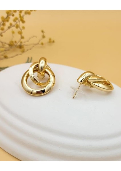 Altın Kaplama Iç Içe Halka Küpe modelleri