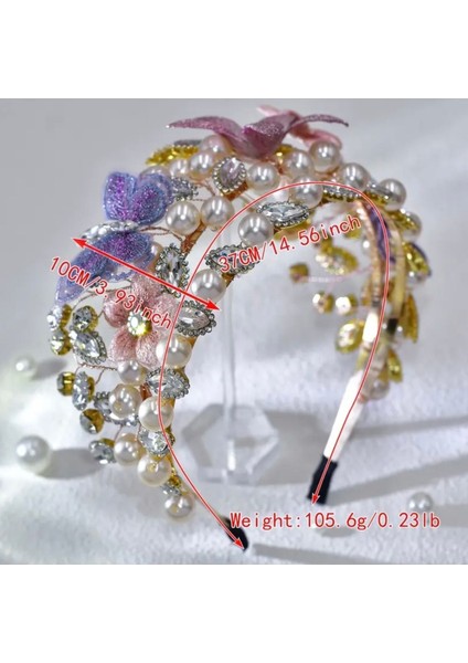 Kelebek ve Inci Taşlı 3D Tasarım Taç – El Yapımı Lüks Model fırsatları