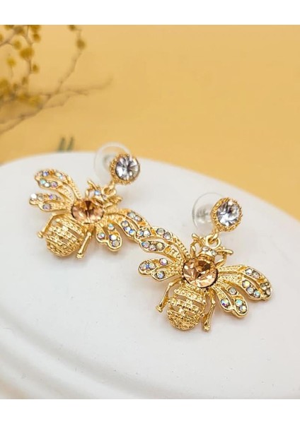 Gold Kraliçe Arı Küpe