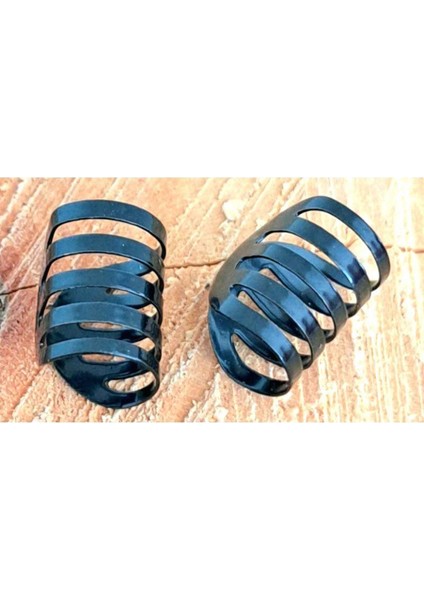 Çelik Ikili Kıkırdak Siyah Unisex Küpe