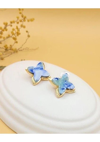 Mavi Kelebek Çiçeği Küpe indirimleri