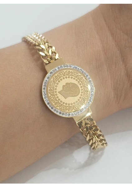 Lüks Gösterişli Figürlü Altın Renk Bileklik