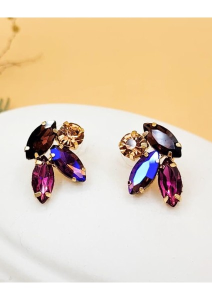 Renk Bahçesi Damla Kristal Küpe-1