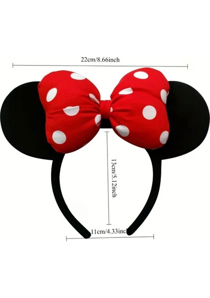 Minnie Mouse Tarzı Kırmızı Puantiyeli Kurdeleli Kulaklı Taç – Çocuk & Yetişkin Uyumlu fiyatları