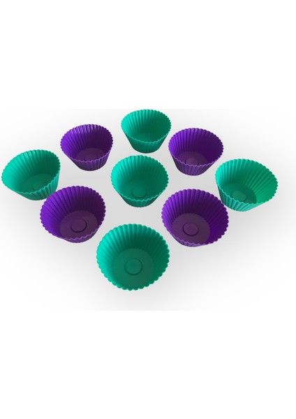 Bybirgül Mor+Yeşil 12 Li Silikon Mini Kek Browni Kalıbı ,muffin Kalıbı 12 Adet ,airfryer Uyumludur fiyatları