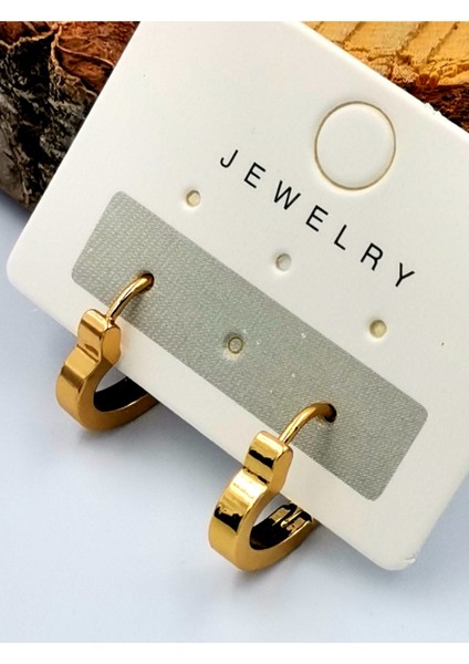 316 L Çelik Gold Renk Kalp Figürlü Küpe