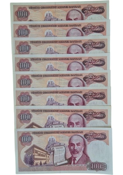 7. Emisyon 100 Lira Çil 8 Adet C Harfi fiyatları
