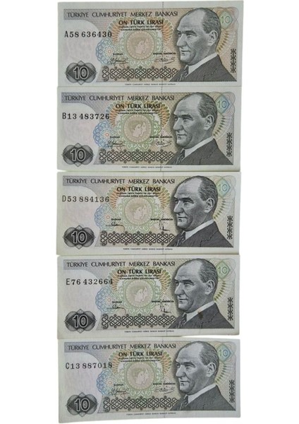 7. Emisyon 10 Lira Çil-Ça (A-B-C-D-E Harf Takımı)