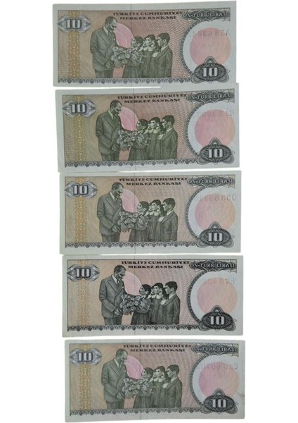 7. Emisyon 10 Lira Çil-Ça (A-B-C-D-E Harf Takımı) fiyatları