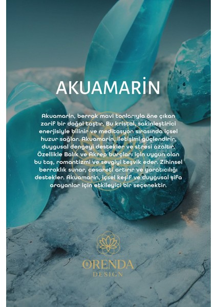 Akuamarin Doğal Taş Bileklik (Iç Huzur ve Deniz Ruhu) Aa Kalite