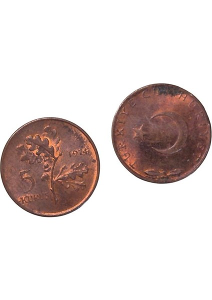 1974 Yılı 5 Kuruş Ters Düz Takım Çil