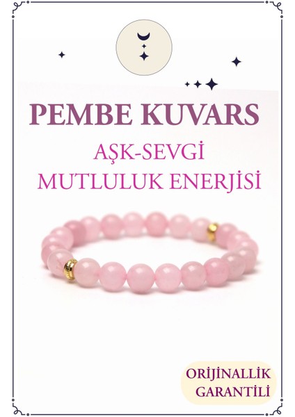 Pembe Kuvars Doğal Taş Bileklik (Sevgi ve Zihinsel Sakinlik) Aa Kalite
