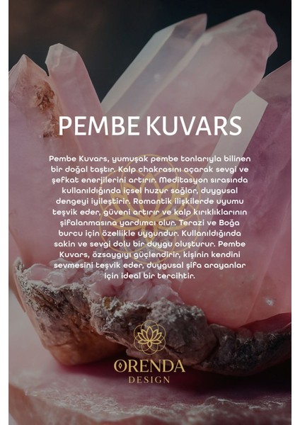 Pembe Kuvars Doğal Taş Bileklik (Sevgi ve Zihinsel Sakinlik) Aa Kalite