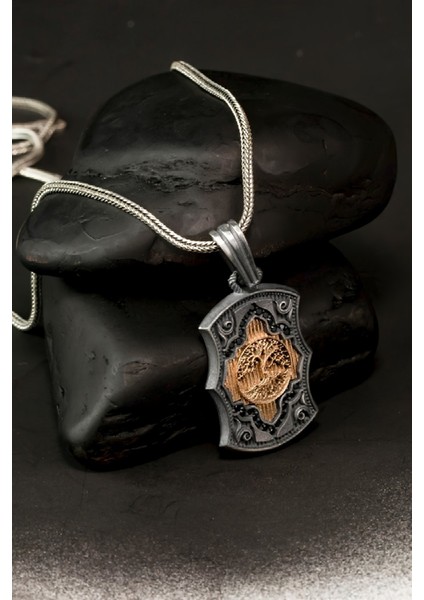 Özel Tasarım Vintage Karartmalı Hayat Ağacı Gümüş Erkek Kolye