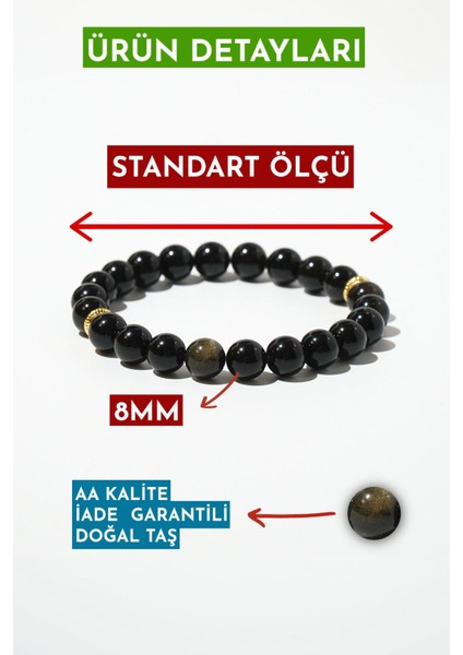 Obsidyen Doğal Taş Bileklik (Negatif Enerjiyi Uzaklaştırma) Aa Kalite modelleri