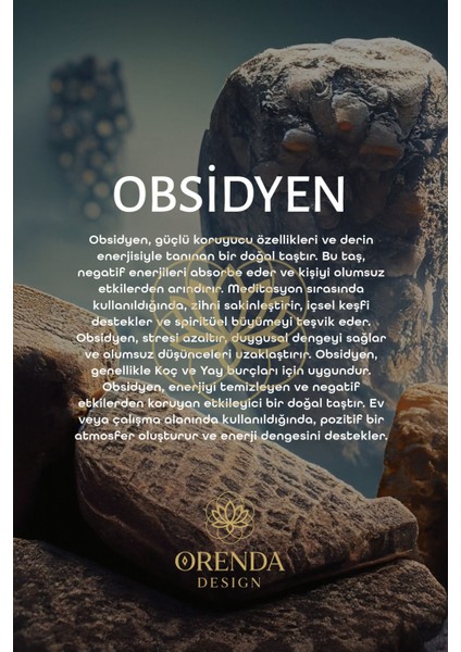 Obsidyen Doğal Taş Bileklik (Negatif Enerjiyi Uzaklaştırma) Aa Kalite