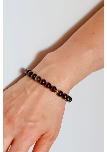 Obsidyen Doğal Taş Bileklik (Negatif Enerjiyi Uzaklaştırma) Aa Kalite