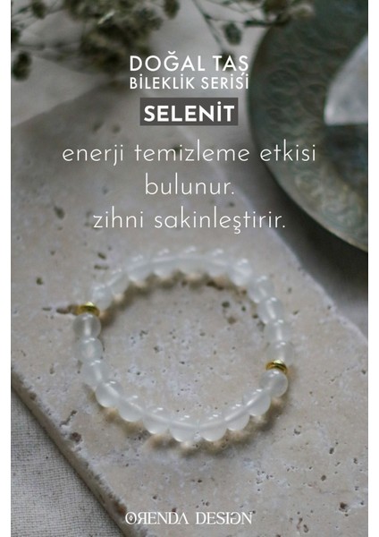 selenit doğal taş bileklik (ıç huzurun simgesi) doğal taş