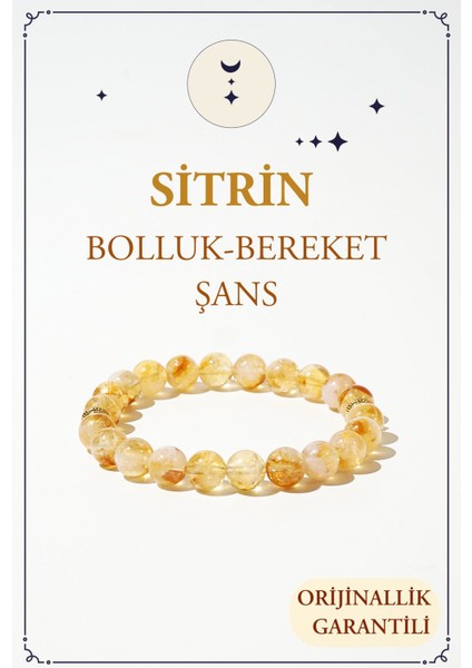 Sitrin Doğal Taş Bileklik (Bolluk-Bereket, Pozitif Enerji Deposu) Aa Kalite