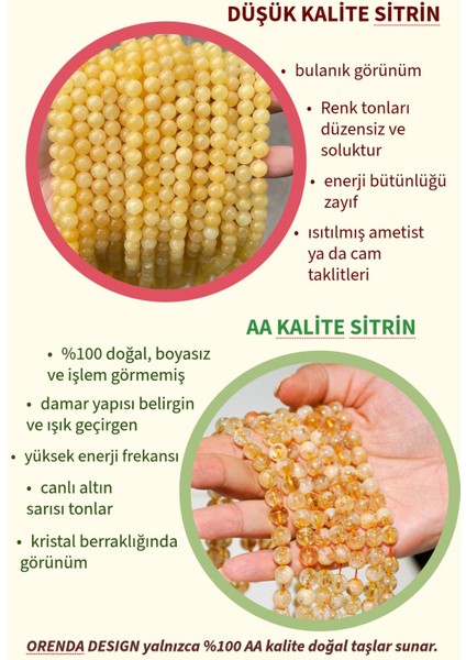 Sitrin Doğal Taş Bileklik (Bolluk-Bereket, Pozitif Enerji Deposu) Aa Kalite modelleri