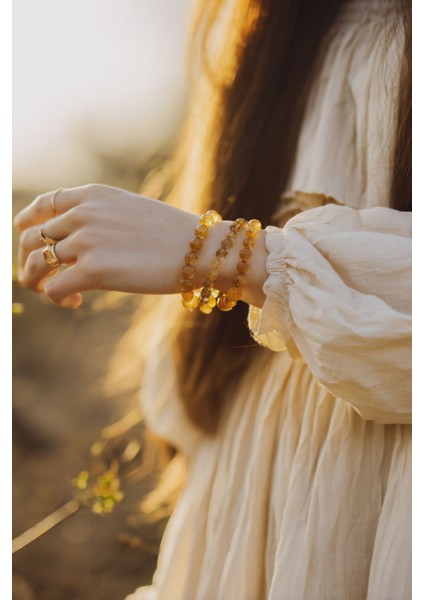 Sitrin Doğal Taş Bileklik (Bolluk-Bereket, Pozitif Enerji Deposu) Aa Kalite