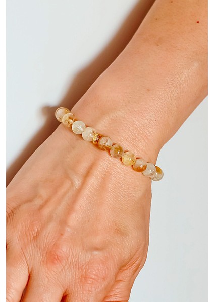 Sitrin Doğal Taş Bileklik (Bolluk-Bereket, Pozitif Enerji Deposu) Aa Kalite