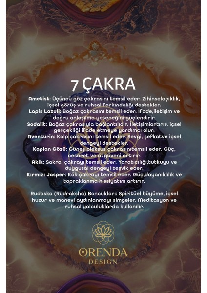 7 Çakra Doğal Taş Bileklik (Ruhsal ve Bedensel Denge) Aa Kalite