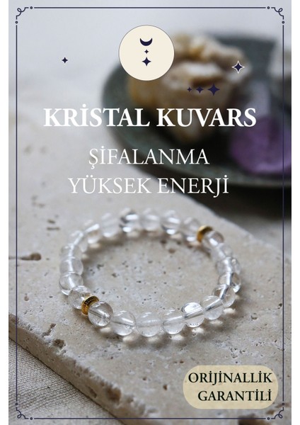 Kristal Kuvars Doğal Taş Bileklik (Enerji Kaynağı) Aa Kalite